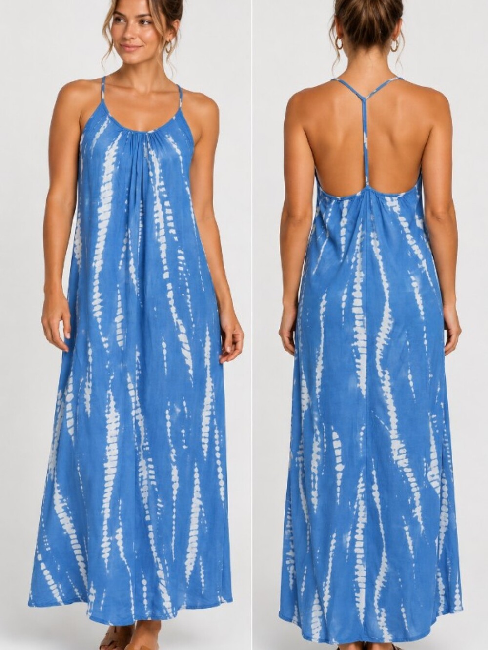NWT Light Blue Tie-Dye Maxi Dress Body Glove Resort Size Medium